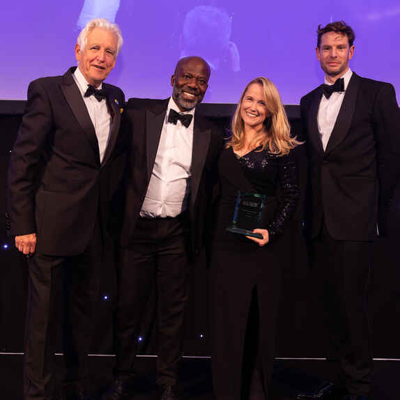 Hannah Berridge receiving the Private Bank of the Year UK award Spears